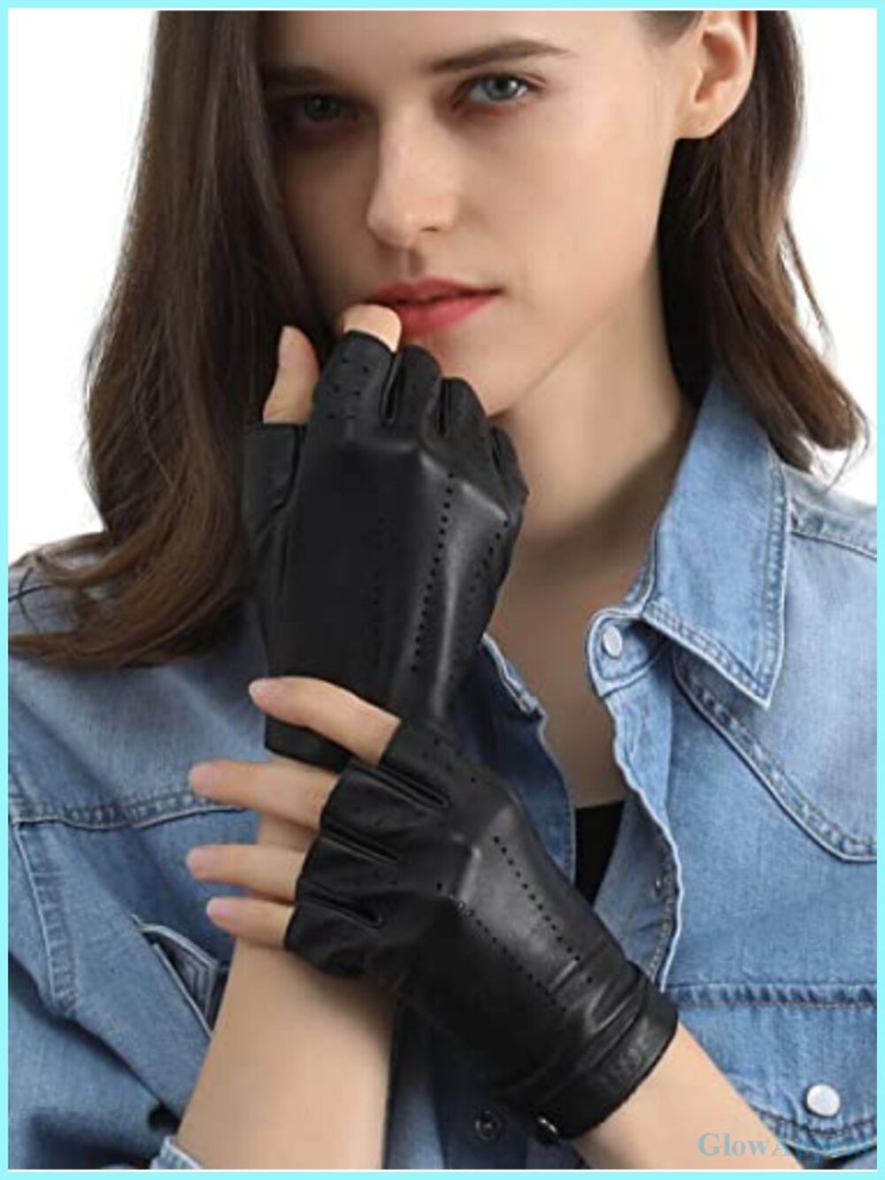 Fingerless Driving Gloves - Genuine Sheepskin Leather, Unlined, Motorcycle Biker